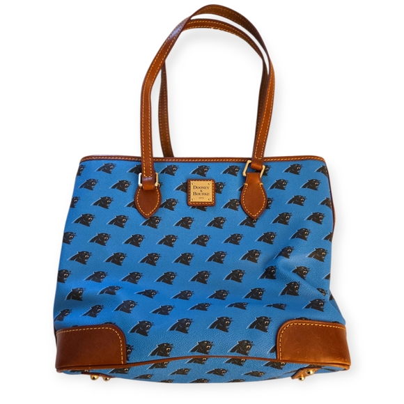 Dooney & Bourke Handbags - Dooney & Bourke Blue and Brown Carolina Panthers Structured Tote
